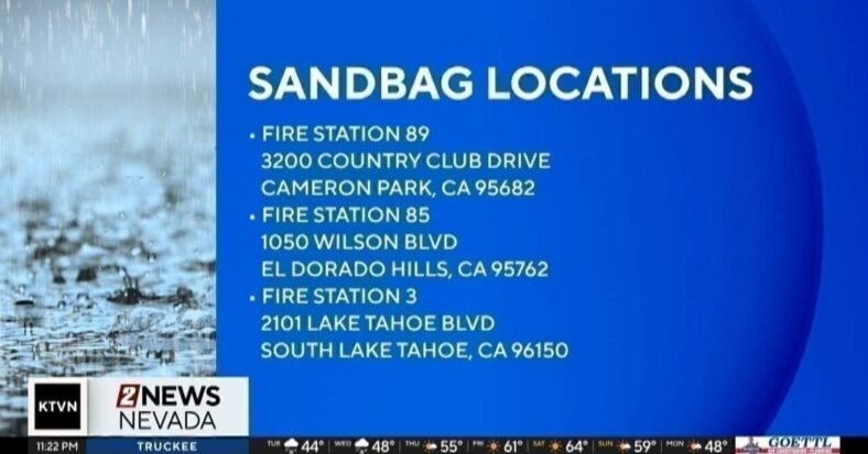 El Dorado County sandbag locations | California News | 2news.com – KTVN