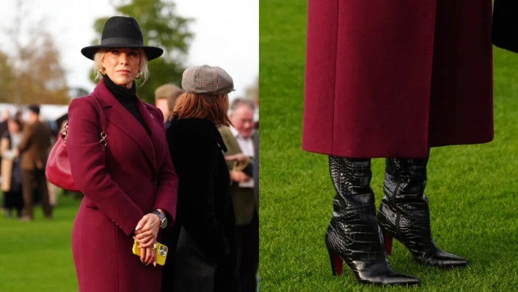 Hannah Waddingham’s Croc-Embossed Boots Edged Up Her Wool Coat Look