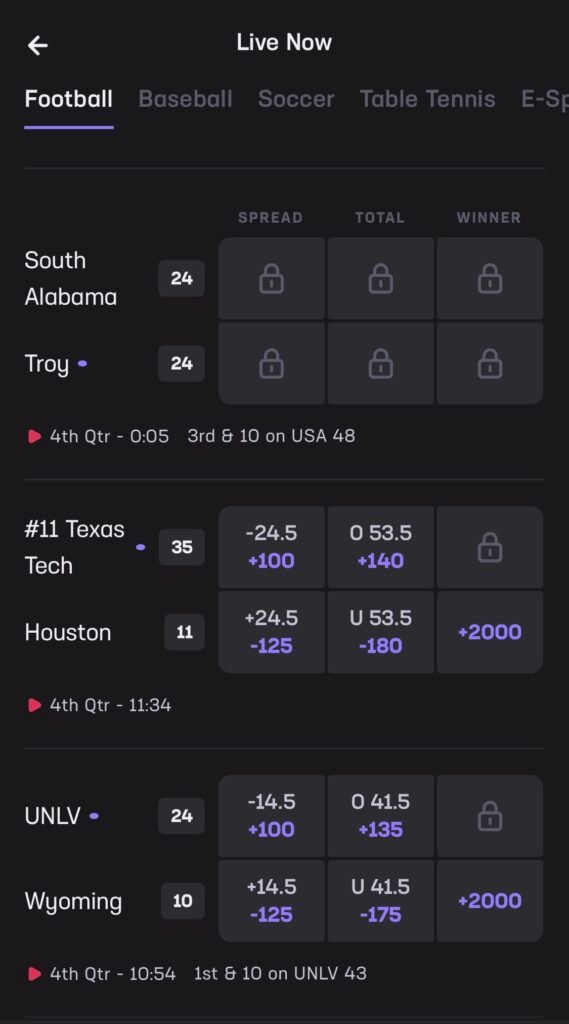 live sports betting