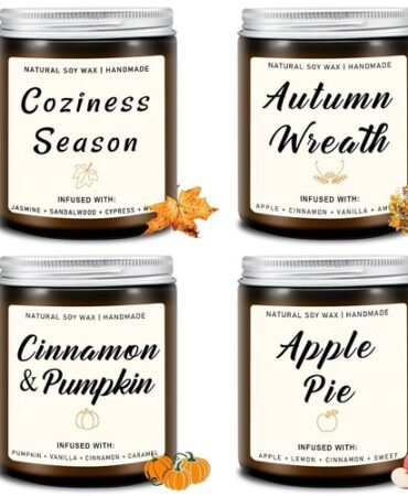 Homsolver Fall Scented Candles Set of 4 – Autumn Home Decor Gift for Women Men