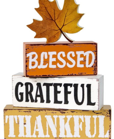 Thanksgiving Fall Decorations for Home, 4 PCS Wooden Fall Table Decor with Lette