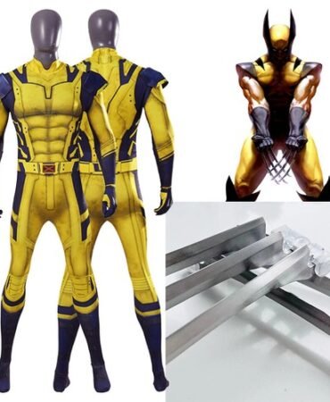Wolverine Costume Jumpsuit + ABS Plastic Claws Paws Props For Halloween Cosplay
