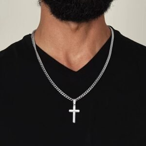 Fashion Men's Cross Pendant Necklace Stainless Steel Hip Hop Necklace Gift