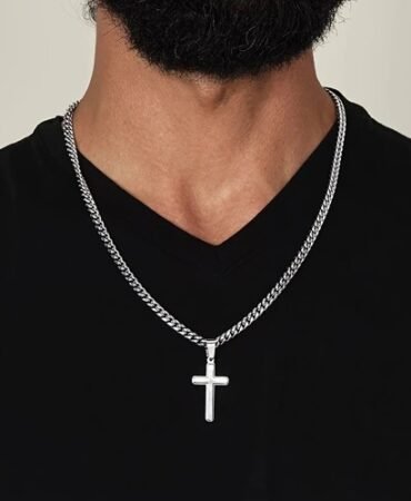 Fashion Men's Cross Pendant Necklace Stainless Steel Hip Hop Necklace Gift