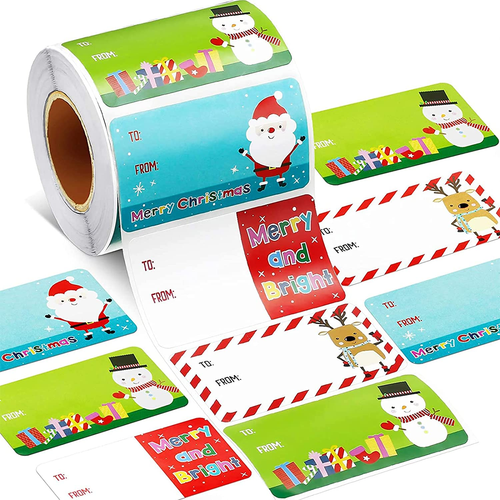 500pcs/roll Christmas Tags Christmas Santa Claus Stickers Self Adhesive Tags New