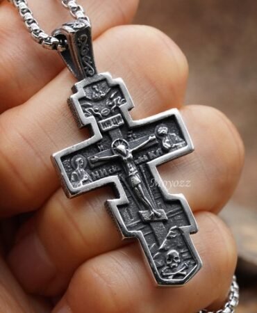Mens Russian Orthodox Crucifix Cross Pendant Necklace Stainless Steel Men Gift