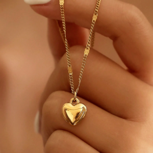 Women's Necklace Love Heart Pendant Gold Plated Stainless Steel Chain Jewelry