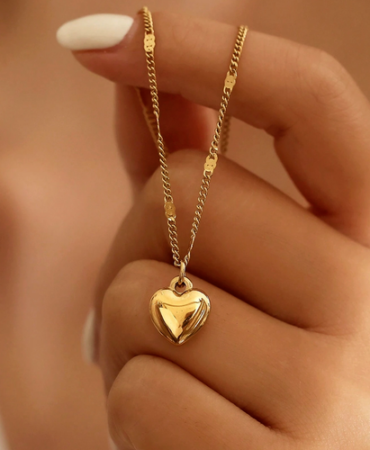 Women's Necklace Love Heart Pendant Gold Plated Stainless Steel Chain Jewelry