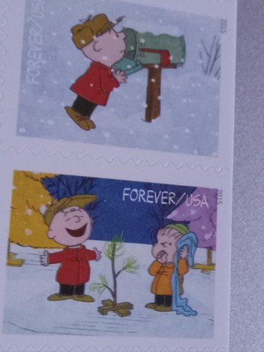 Charlie Brown Christmas Forever Postage Stamps Peanuts Snoopy New 20 Unused"Read