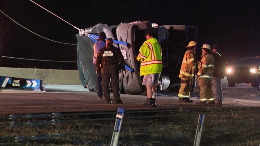 I-279 closed as truck overturns in Allegheny County