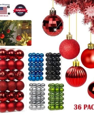 36Pcs Christmas Balls Shatterproof Xmas Tree Ornaments Hanging Balls Decor USA