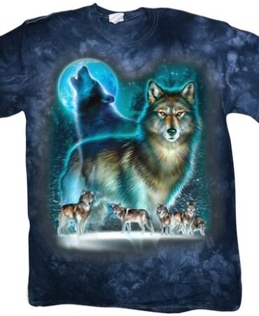 Men's Tie Dye T-shirt Wolves Wolf Pack Wolf Moon Design Graphic Tee Mens Gifts