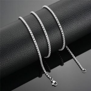 Round Box Chain Stainless Steel Necklace Silver Men Women 16"-32" Deziloo