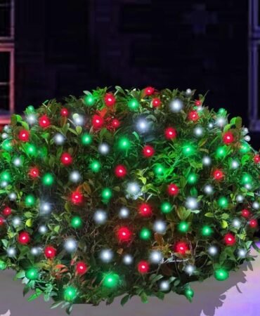 5x5 ft Red White Green Christmas Net Lights, 100 LEDs