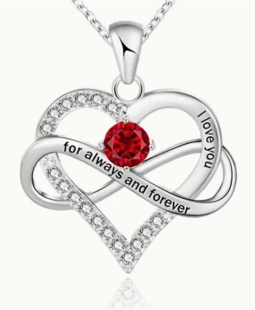 Elegant Birthstone with Heart Pendant Necklace, Jewelry Gift for Women, Teens