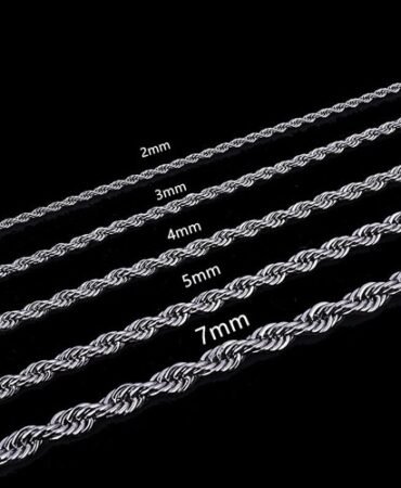 2/2.5/3/4/5/6/7mm 316L Stainless Steel Women Men Rope Chains Necklaces 18-32''