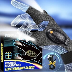 1PairLED Flashlight Gloves Rechargeable Waterproof Gift for Men Fishing Camping