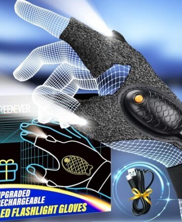 1PairLED Flashlight Gloves Rechargeable Waterproof Gift for Men Fishing Camping