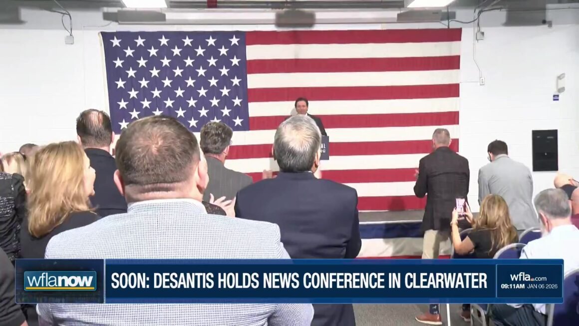 Florida Gov. Ron DeSantis is holding a news conference in Clearwater with U.S. Rep. Anna Paulina Luna. No additional details were provided by the governor's office. https://www.wfla.com/news/pinellas-county/gov-desantis-holds-news-conference-in-clearwater/ | WFLA News Channel 8