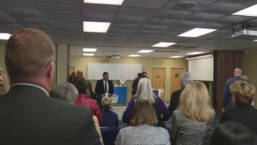 Governor Ron DeSantis is speaking alongside the Florida commissioner of education on Tuesday.