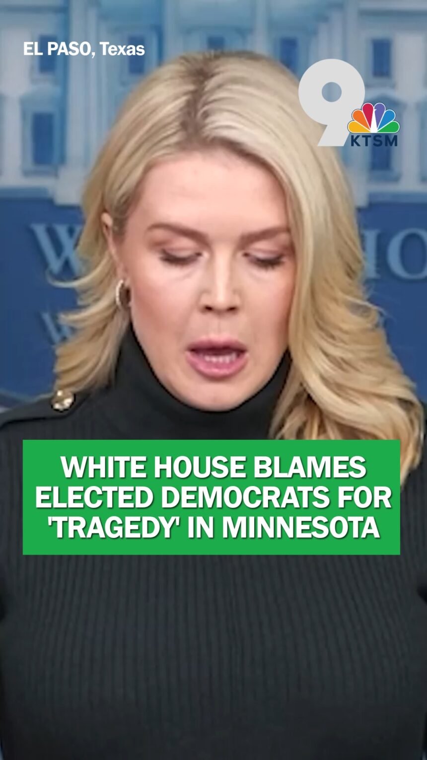 White House press secretary Karoline Leavitt blamed elected Democrats for the “tragedy” in Minnesota, specifically calling out Minnesota Gov. Tim Walz and Minneapolis Mayor Jacob Frey. The comments came shortly after President Donald Trump wrote on social media that he had a “very good call” with Walz, saying they’re “on a similar wavelength.” STORY: https://www.ktsm.com/news/us-politics/trump-describes-very-good-call-with-walz-signaling-similar-wavelength-on-minnesota/?utm_medium=social&utm_source=facebook_KTSM_9_News