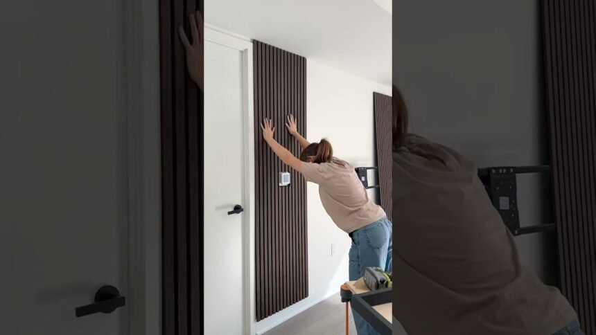 accent wall install✨ | HUGE transformation🤩 #diy #interiordesign #roommakeover