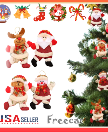 4 Style Christmas Hanging Ornament Santa Claus Snowman Doll Xmas Tree Decor Gift
