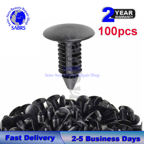 100 BLACK NYLON CHRISTMAS TREE CLIPS For GM 1595864 1605396 AUTO BODY FASTENERS
