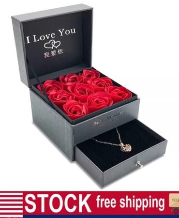 Hot Birthday Gifts for Her, Forever Rose Flowers Heart Necklace Women's Gift US