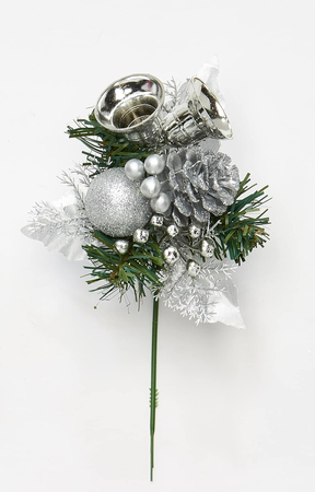 Christmas Holly Bell, Silver, Set of 12 Pick (1820SI)