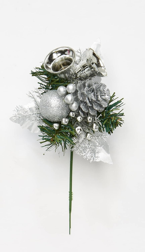 Christmas Holly Bell, Silver, Set of 12 Pick (1820SI)