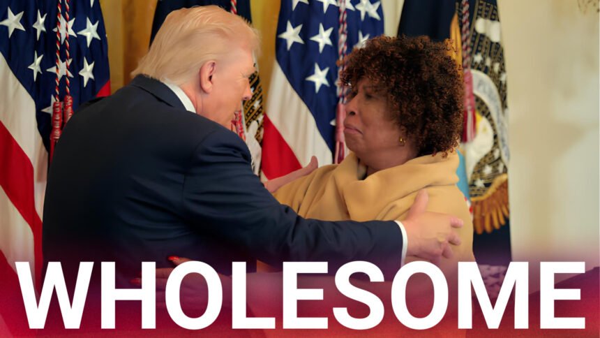 US President Donald Trump happily embraced a grandmother from Washington, DC, ahead …