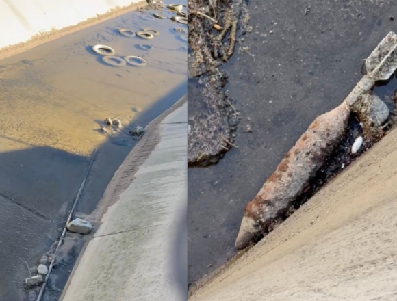 Woman Walking Discovers Military Ordnance in California Aqueduct in Hesperia
