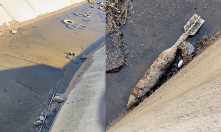 Woman Walking Discovers Military Ordnance in California Aqueduct in Hesperia