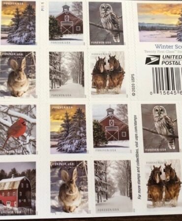 USPS U.S. Forever Stamps Year 2020: 20-Pack 1 Book Winter Scenes Stamps