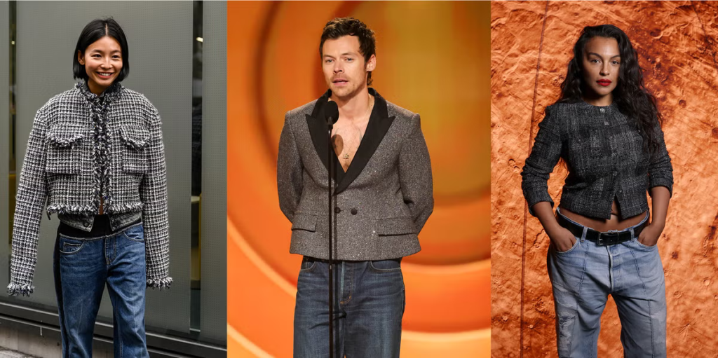 Wearing A Tweed Jacket With Jeans Is Trending in 2026