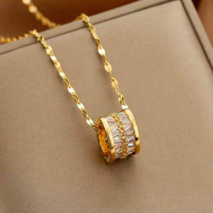 Women Necklace Cubic Zircon Pendant 18K Gold Plated Stainless Steel Jewelry Gift