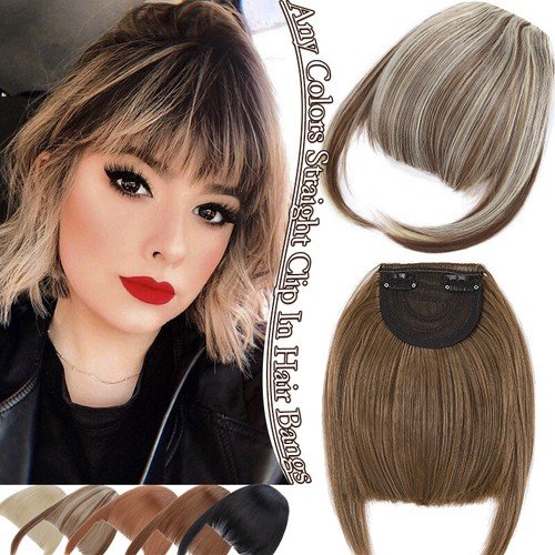 Neat Bangs Clip in on Fringe Hair Extensions Thick Thin As Human Front Hairpiece