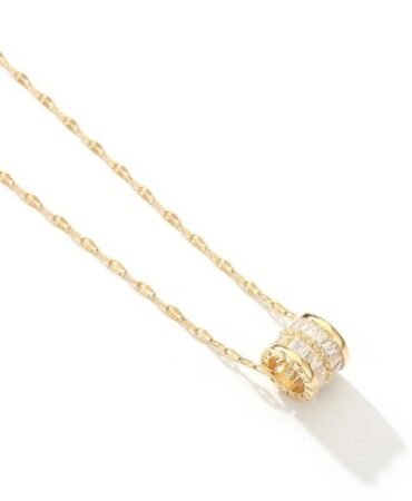 Women Necklace Cubic Zircon Pendant 18K Gold Plated Stainless Steel Jewelry Gift