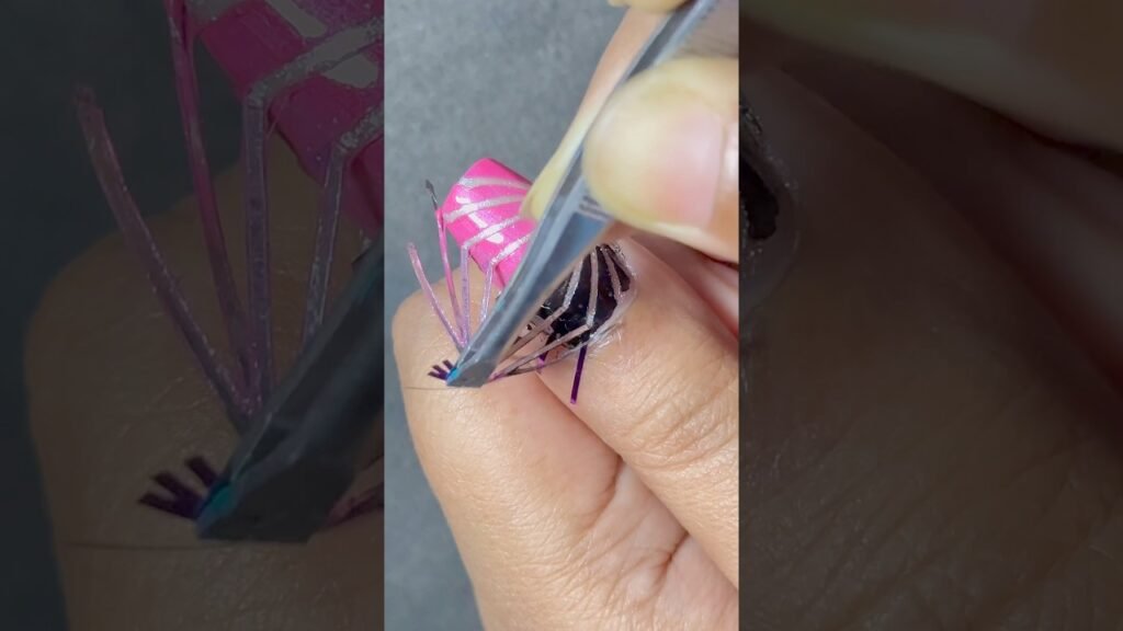 Striping nail art at home for beginners #simplenails #nailart #nailtutorial #diy #homemade