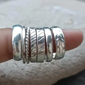 Handmade 925 Sterling Silver Stacking Rings Set, 7-Piece Ring Jewelry All Size