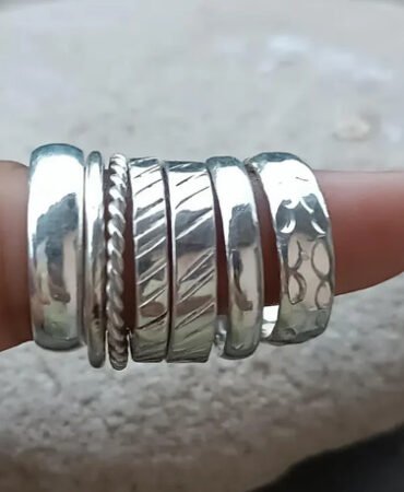 Handmade 925 Sterling Silver Stacking Rings Set, 7-Piece Ring Jewelry All Size