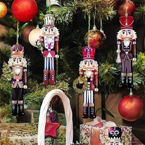 12 Pcs Nutcracker Soldiers Wooden Christmas Tree Decorations Xmas Hanging Decor