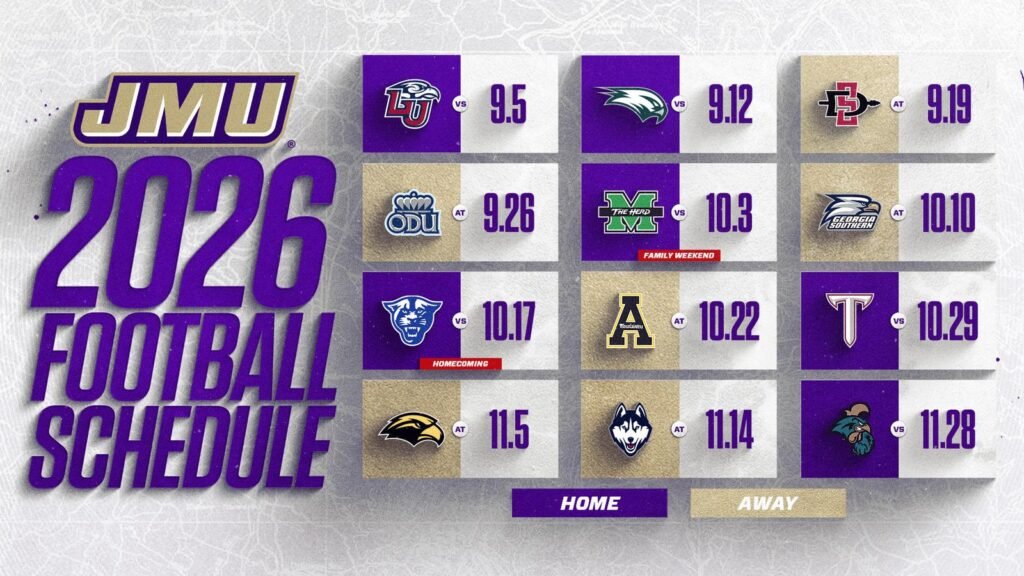 JMU Announces Full 2026 Football Schedule