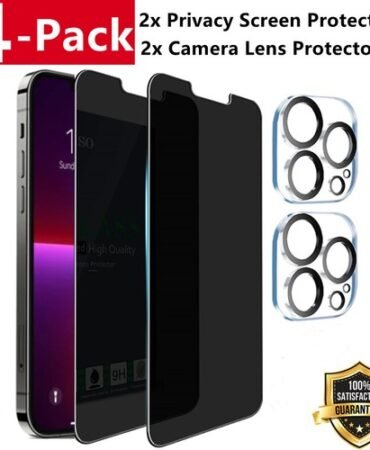 For iPhone 17 16 15 14 13 Pro Max Tempered Glass Privacy Screen Camera Protector