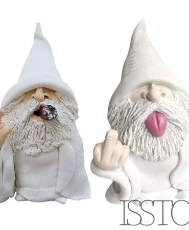 Funny Smoking White Wizard Gnome Statue Garden Yard Lawn Ornament Decor Gift US