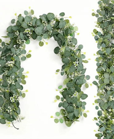 2x Christmas Deco Artificial Eucalyptus Garland,Eucalyptus Leaves Table Greenery