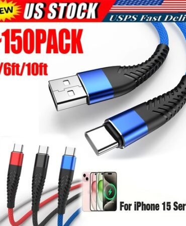 Braided USB C Type C Fast Charging Data Cable Cord for iPhone 17 16 Pro Max Lot