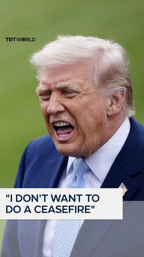 US President Donald Trump said he does not want a ceasefire as attacks by the United States and Israel on Iran continue, claiming that “you don’t do a ceasefire when you’re literally obliterating the other side.” He also responded affirmatively when asked whether Israel would end the war when he is ready.