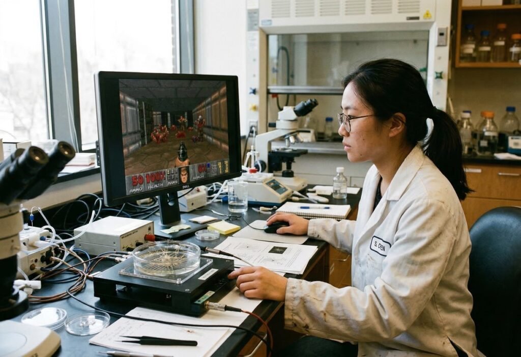 Human neurons in a bio-computer learn to master the game Doom